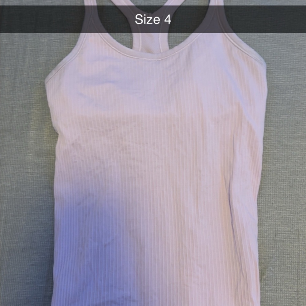 Lululemon Athletica Cream Ribbed Fitted Tank Top